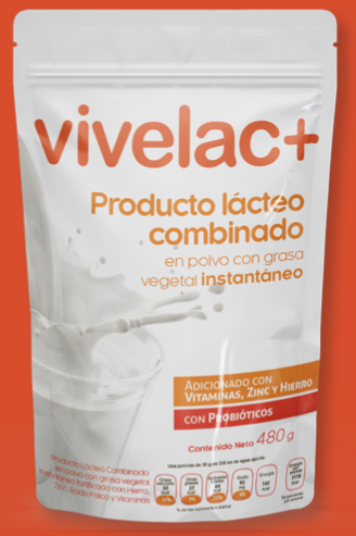 Producto Lácteo Combinado (PLC) 1 litro. Paquete con 100 sobres de 120 grms