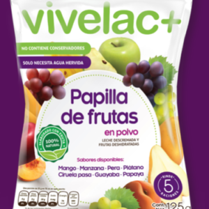 Papilla de Frutas. Paquete de 100 sobres de 125 grms c/u. Sabor a elegir.